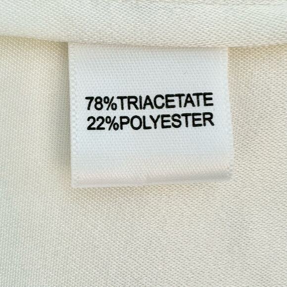 St. John Embellished Buttons Short Sleeve Top Blouse Stretch Satin Ivory Size 12 - Picture 10 of 11